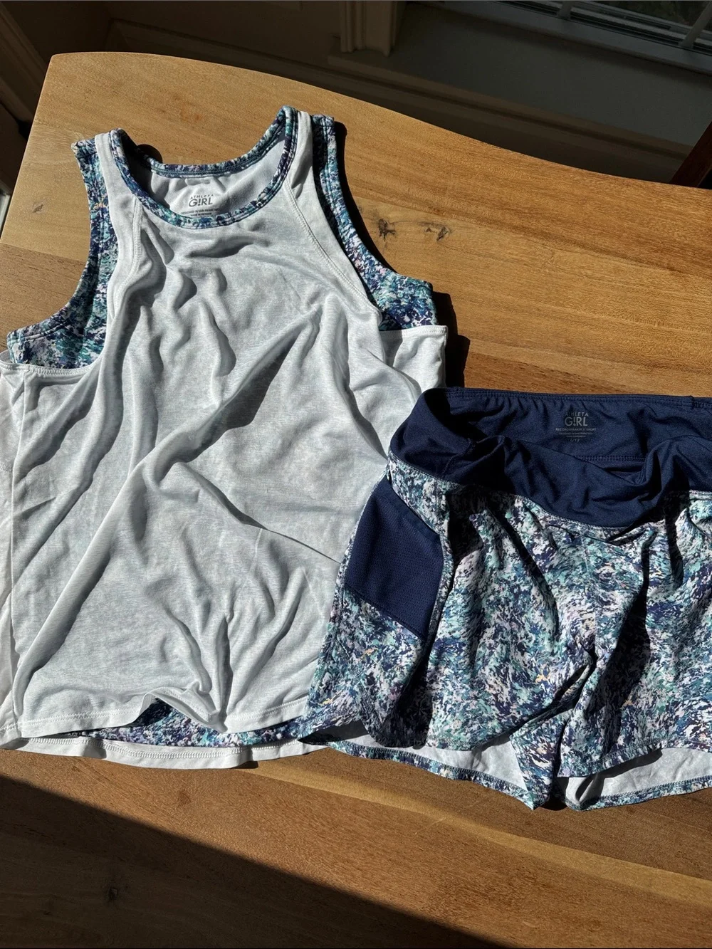 Girls Active Tank & Shorts Set in White and Navy